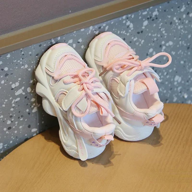 Girl Child Sport Shoe Spring Mesh Breathable Toddlers School Running Sneakers Fashion Non-slip Kids Boys Basketball Shoes