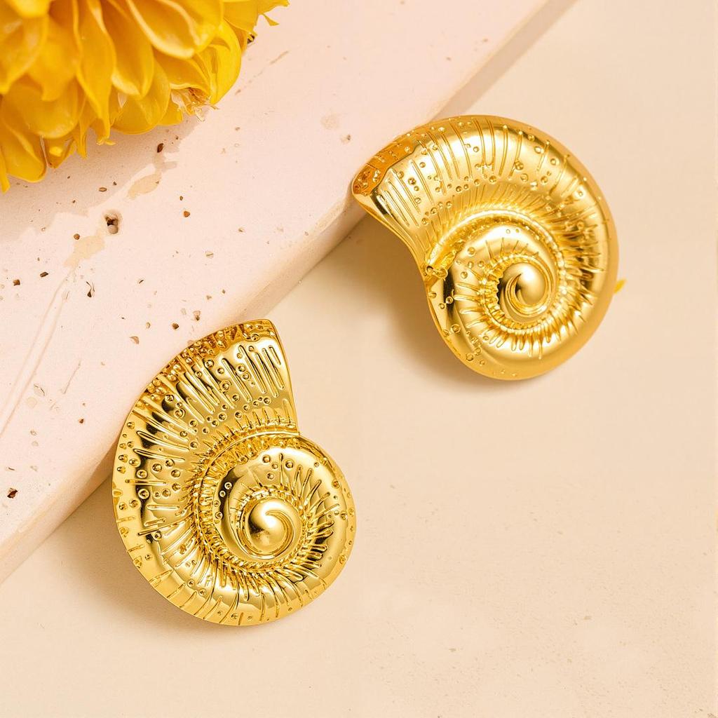 Geometric Irregular 18k Gold Titanium Steel Earrings for Women