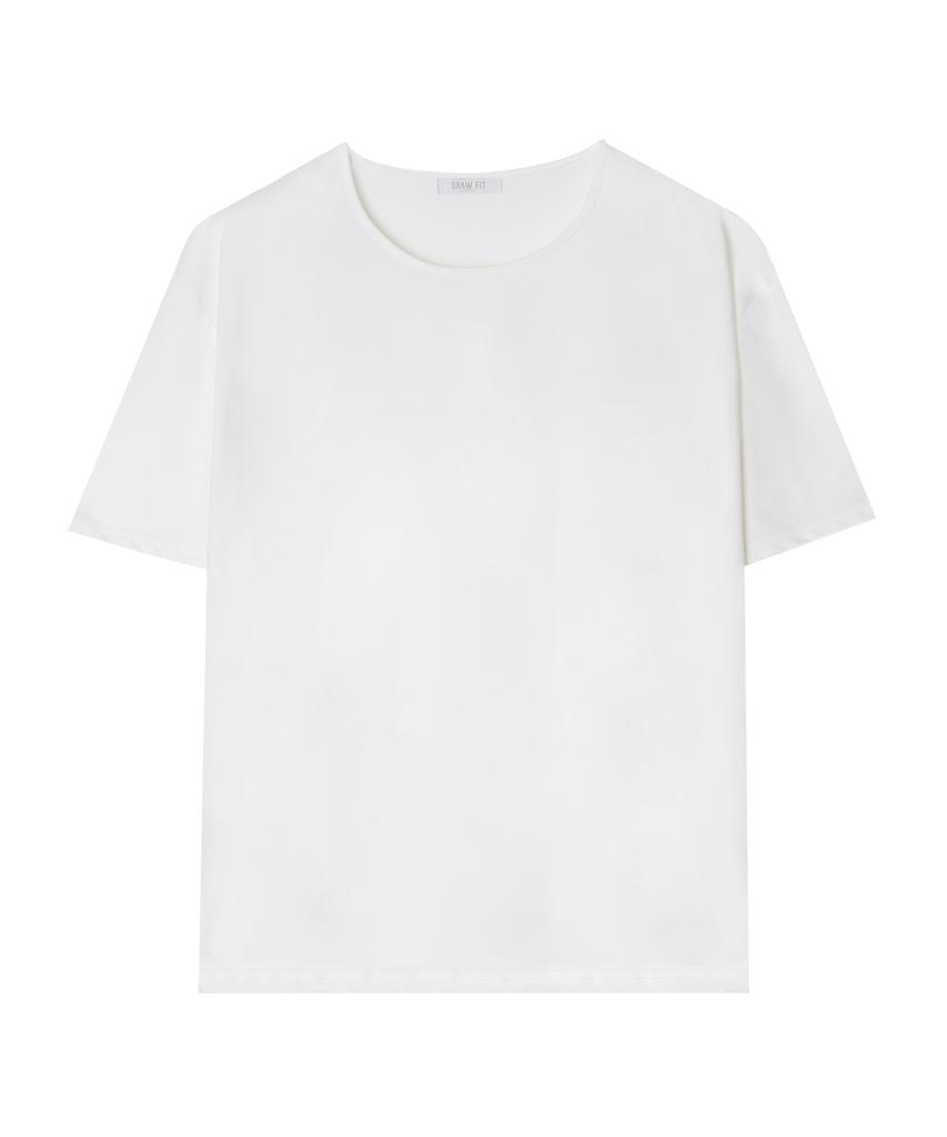 DRAW FIT Silket Cotton U-Neck T-Shirt [White]