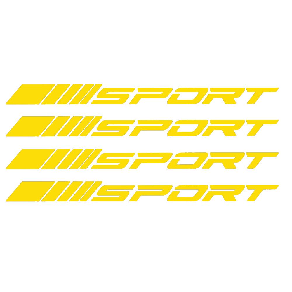 4PCS Racing SPORT Letter Car Stickers - Waterproof UV Resistant PET Vinyl Decal for Auto Wheel Rims Hub Tire Styling Decoration