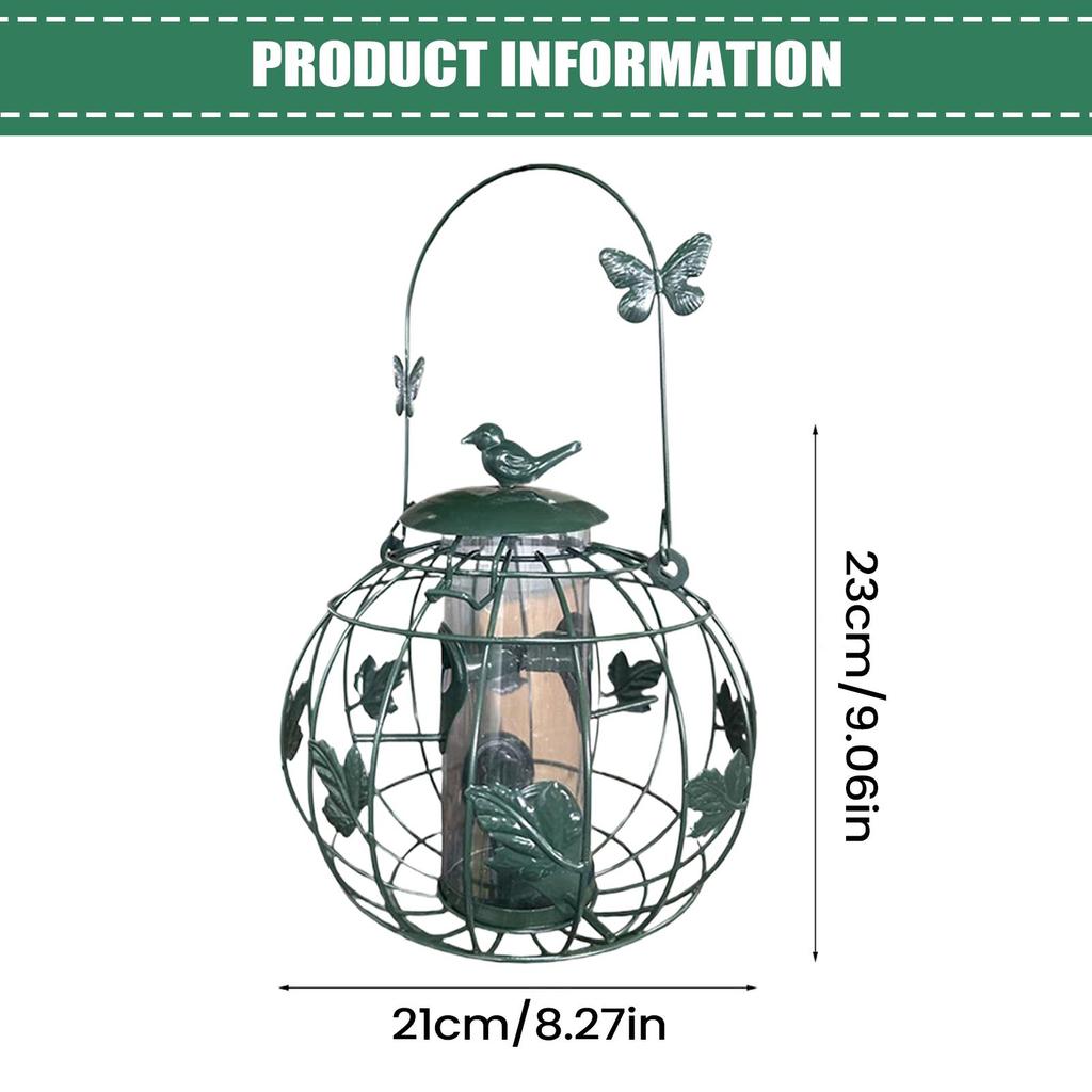 Outdoor Suspended Mesh Cage Bird Feeder Tubular Squirrel Proof Bird Feeder Metal Bird Feeder For Lawn Outdoor Backyard