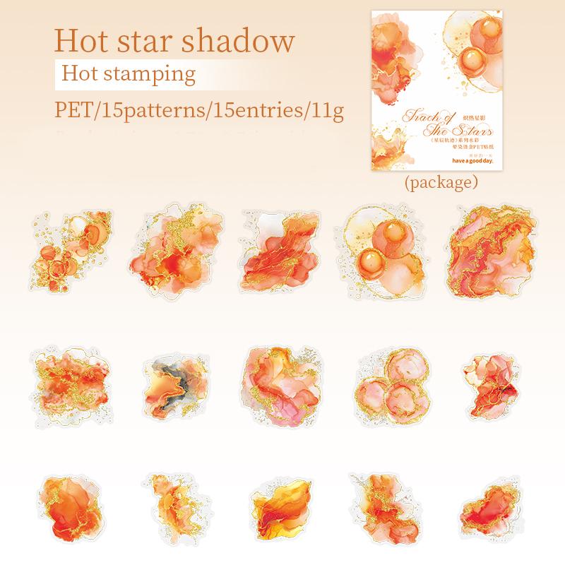 15 Sheets/bag PET Smudge Hot Stamping  Sticker Pack Handbook Material Cut Film Sticker Pack For Note Book Phone Case Decoration