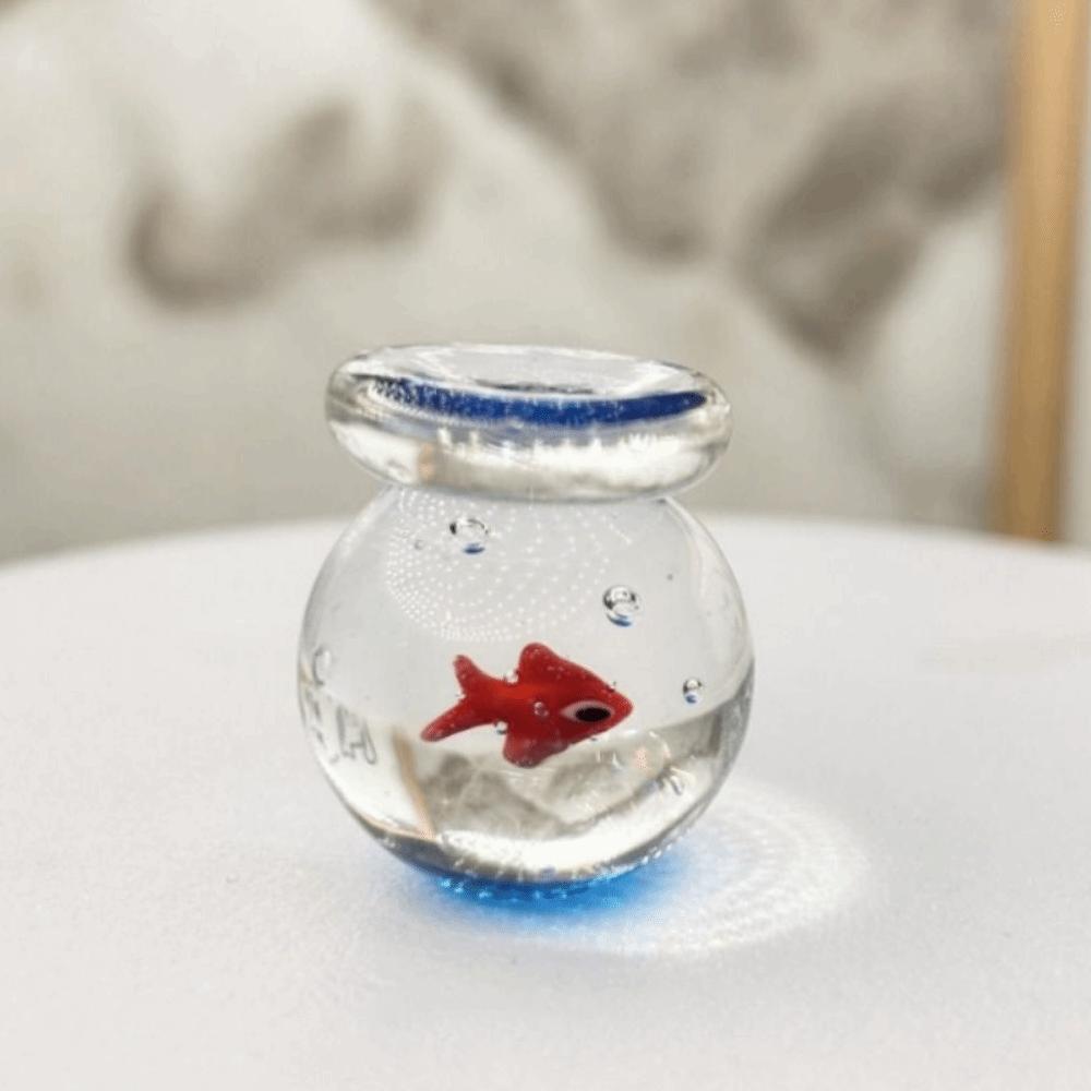 Handmade Mini Glass Fish Tank Cute Handcrafted Glass Fish Gift Aquarium Decoration  Home Ornament