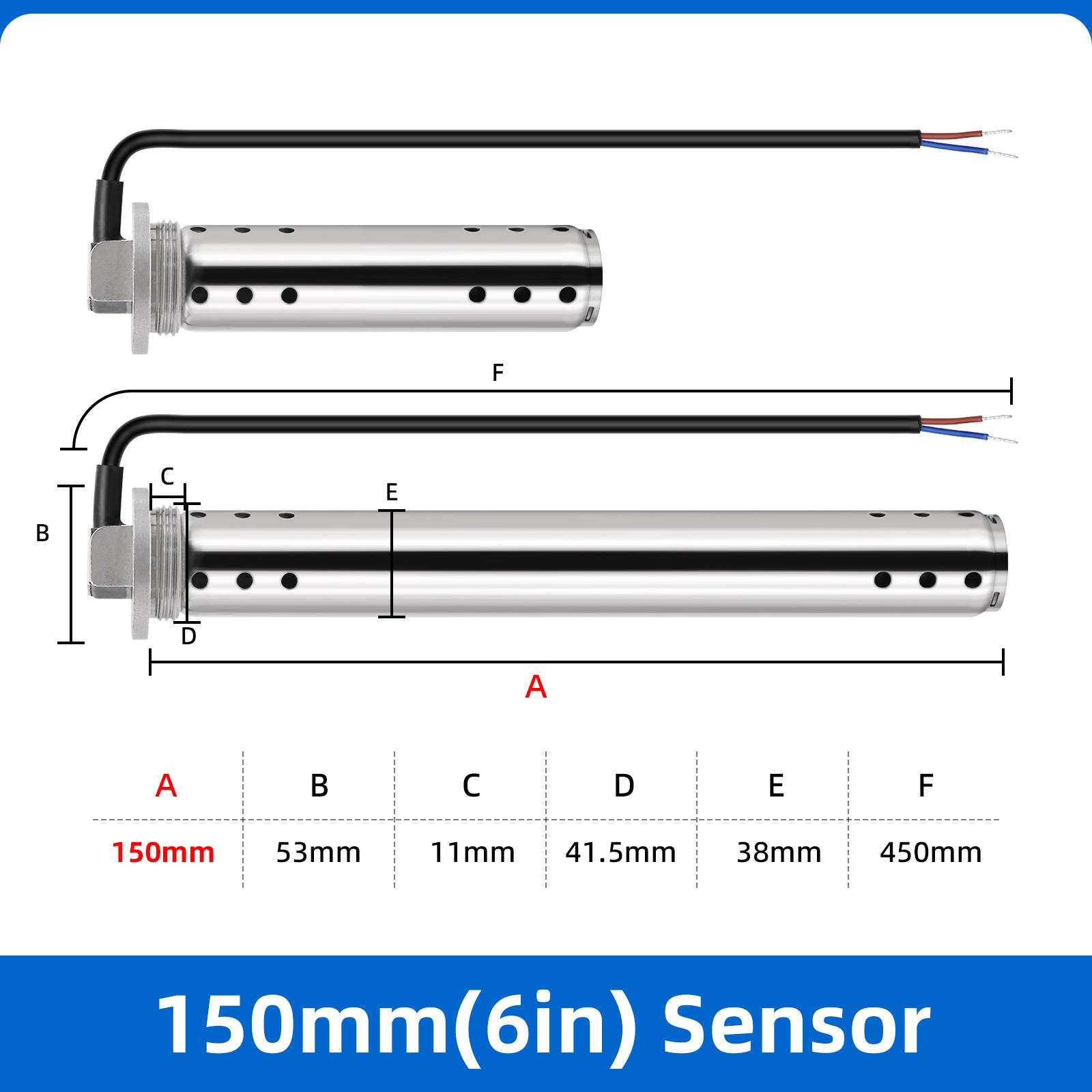 100-525mm Stainless Steel Sewage Level Sensor 0-190ohm Sewage Level Gauge Sensor For Car Marine Truck Waste Water Level Sensor 150mm