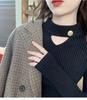 Women's Versatile Solid Color Knit Pullover Sweater - Slimming Design for Autumn/Winter Fashion