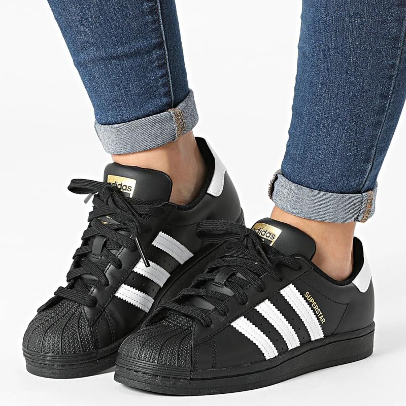 Adidas Superstar Core Black Cloud White Gold GS Sneakers EF5398