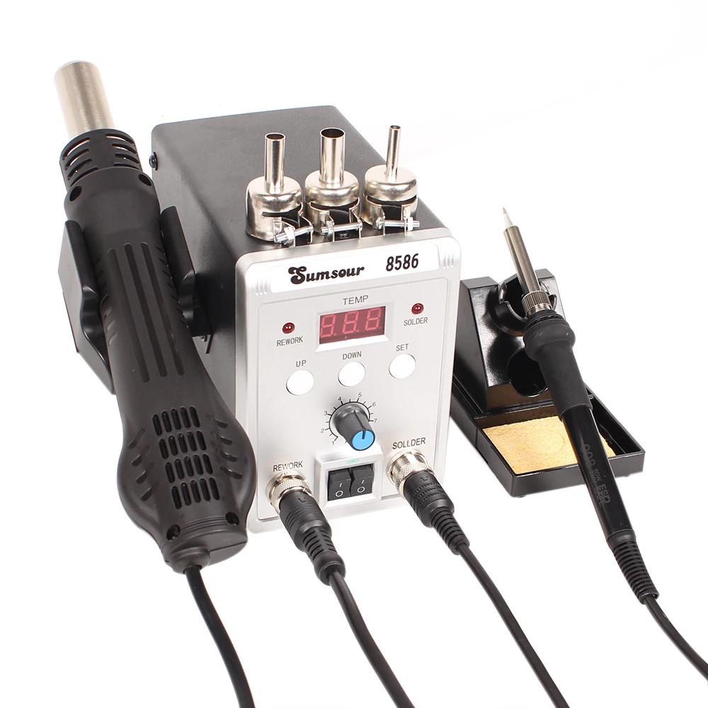 220V 2 in 1 Rework Soldering Station Digital Display SMD Hot Air Gun Solder Iron Portable Welding Desoldering Repair Tools