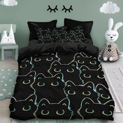 Cute Cat Bedding Set 3D Printed Duvet Cover Set Skin-Friendly Cartoon Bedding Set Single Twin Double Size Bedroom Decor For Kids