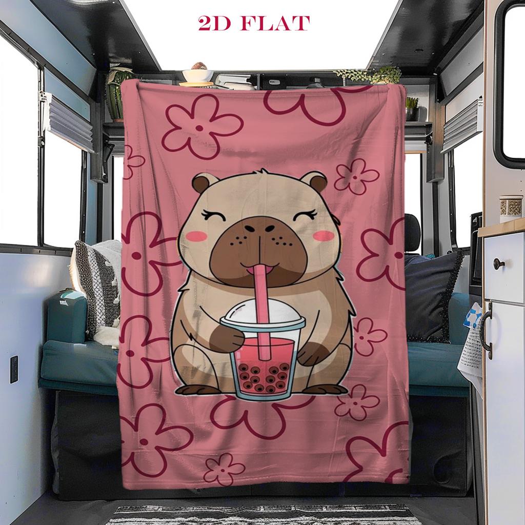 Whimsical Capybara Snacks Blanket Sofa Blanket Blanket Air Conditioning Blanket Bedroom Digital Printing