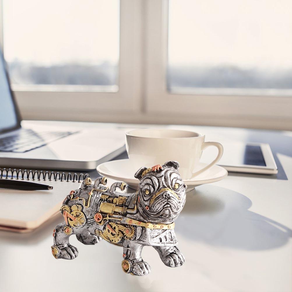 Mechanical Punk Dog Resin Crafts Steampunk Bulldog Dog Resin Statue Desktop Window Decoration Home