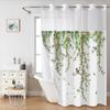 No Hook  Floral with Birds Shower Curtain With Snap-in Fabric Liner, Sheer Top Window, Waterproof Double Layer Bathtub Curtain