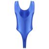 Women Glossy Sleeveless High Cut Tights Bodysuit Swimsuit One-piece Bathing Suit Stretchy Leotard Jumpsuit