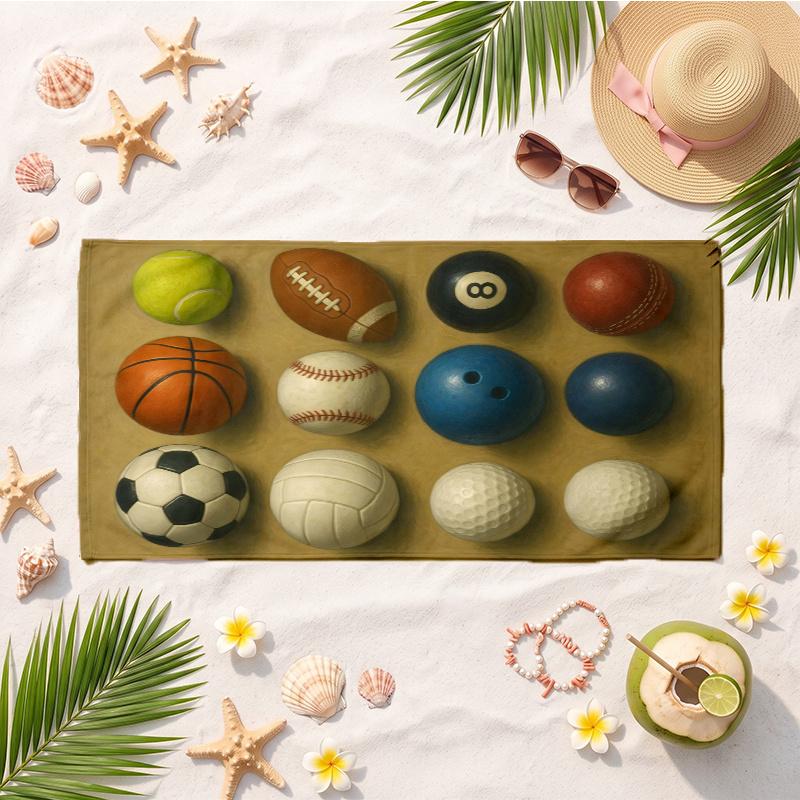 Sports Ball (1) Soft Beach Towel Lightweight Towel for Beach Pool Swimming Travel Vacation Use