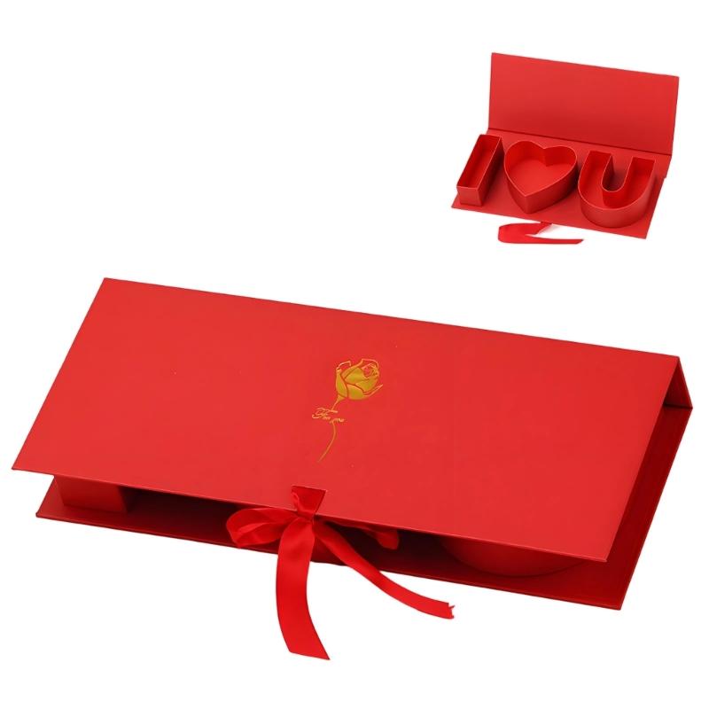 Cardboard Letter Combination Gift Box With Ribbon Flower Wrapping Container For Birthday Valentines Day Anniversary