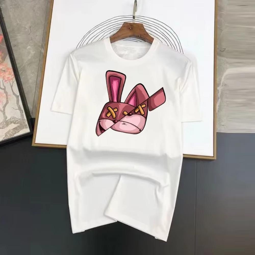 Bavlněná trička Funky Značka Zajíček Vtipné Kreslené s krátkým rukávem Pánská Osobnost Streetová Trička Volná Nadměrná Trička Prodyšná Měkká