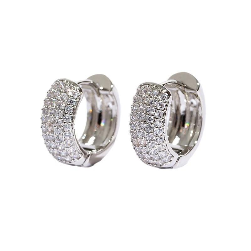 Luxuriöse mehrreihige funkelnde Silberfarbene Creolen mit Vollzirkonia für Damen Herren Mode Schmuck Neuankömmling