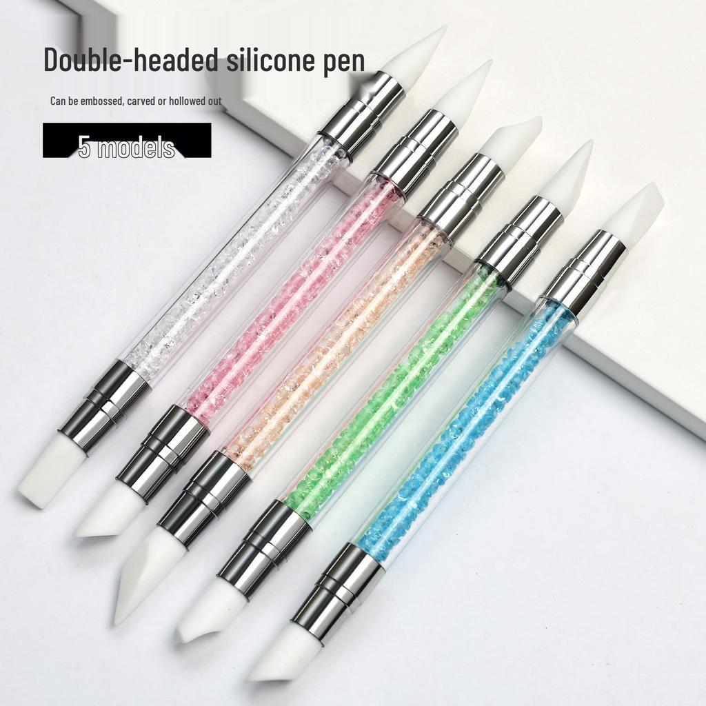 5pcs Multi-functional Silicone Nail Art Pens for Embossing, Painting, Carving, and Smearing.