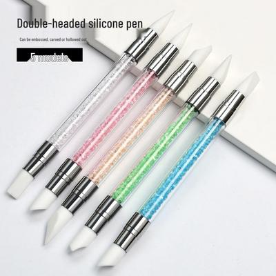 5pcs Multi-functional Silicone Nail Art Pens for Embossing, Painting, Carving, and Smearing.