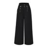 Retro Double-Breasted Wide-Leg Women's Faux Cashmere Pants - Autumn/Winter Loose Fit