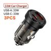 Toocki PD 33W USB Car Charger Fast Charge For iPhone 15 14 13 12 11 ProMax Samsung Huawei Xiaomi POCO Transparent Type C Charger