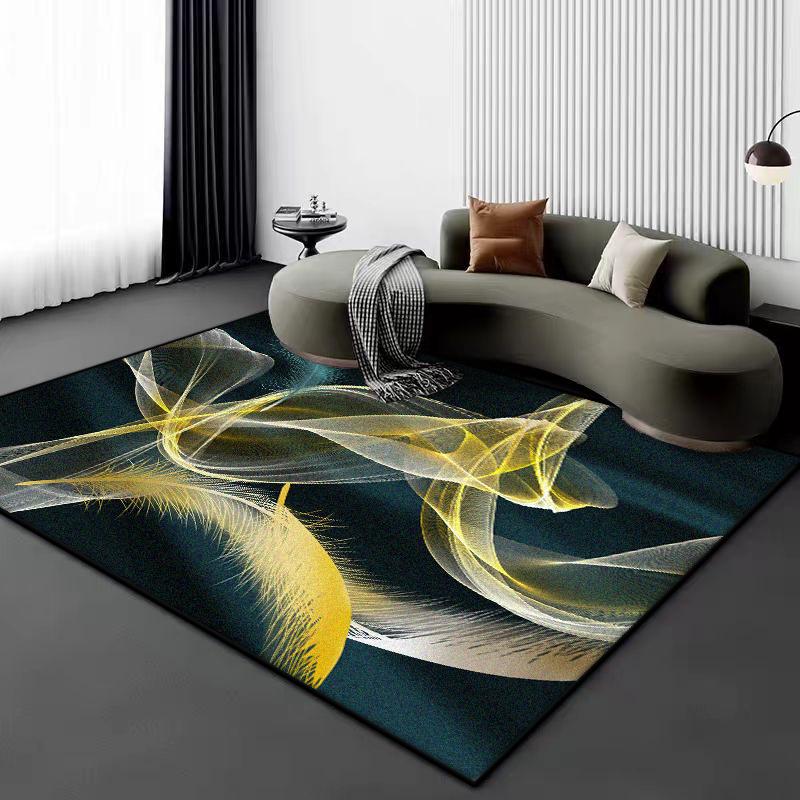 3D Vision Flower Plant Carpet Living Room Black Golden Design Sofa Large Area Rugs 200x300 Luxury Bedroom Non-slip Floor Mat