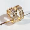 Creative Full Diamond Ear Buckle Fashion Little Fresh Girl Round Earrings Copper Plated Gold Jewelry