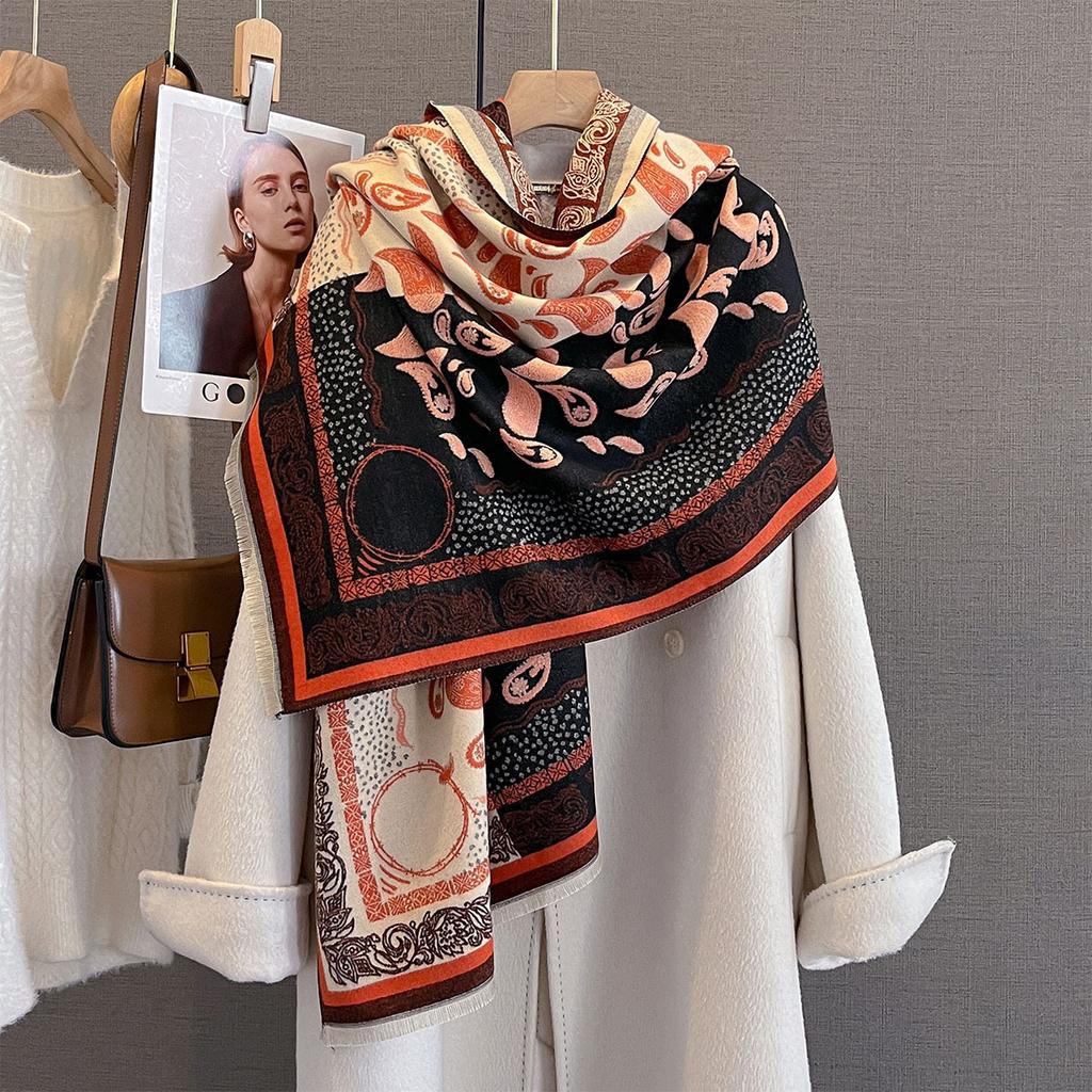 Paisley Print Cashmere Feel Pashmina Women Bufanda Blanket Winter Autumn Outdoor Keep Warm Large Shawls Wraps Tassel Lady Poncho
