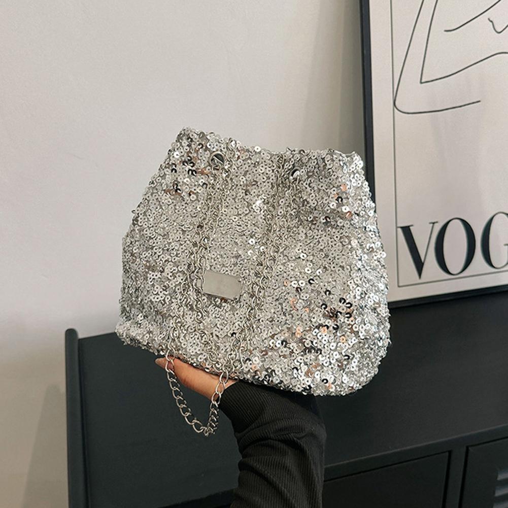 

Сумка-ведро с блестками, большая вместительная женская композитная сумка на плечо, дышащая, прочная, устойчивая к царапинам, женская, для отдыха, похода по магазинам