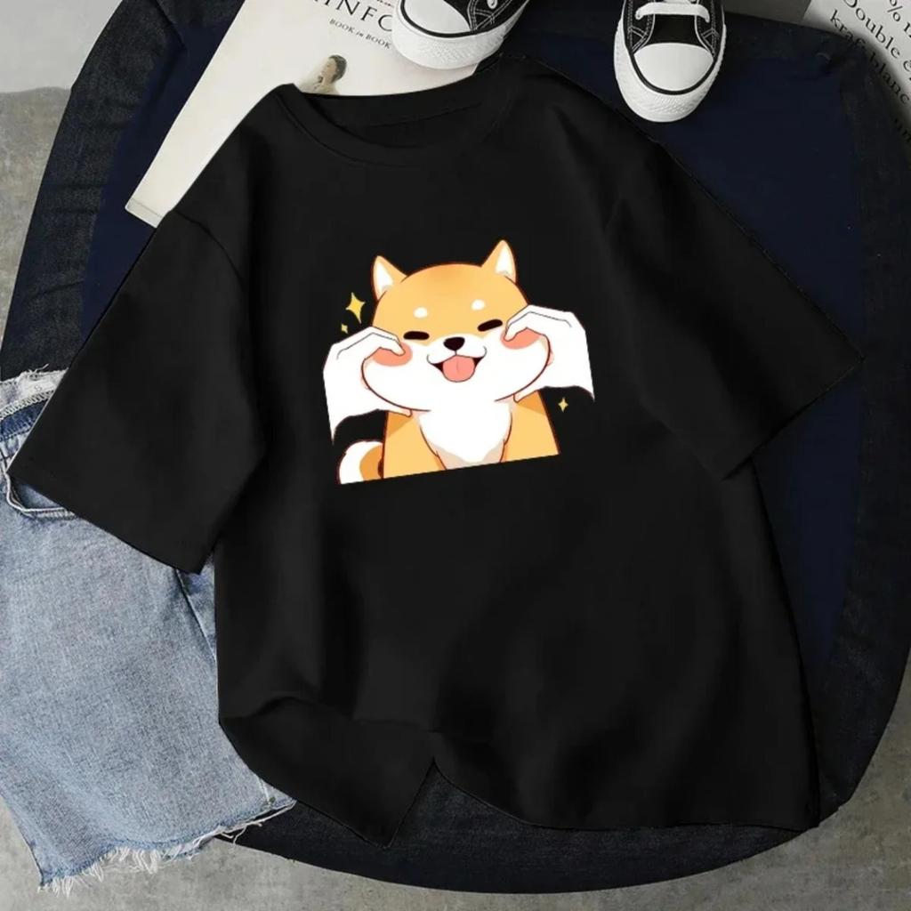 Funny Unisex Tshirts Kawaii Cute Shiba Inu Dog Printed Short Sleeve Tshirt Harajuku Summer Loose Streetwear Female Clothes Tops