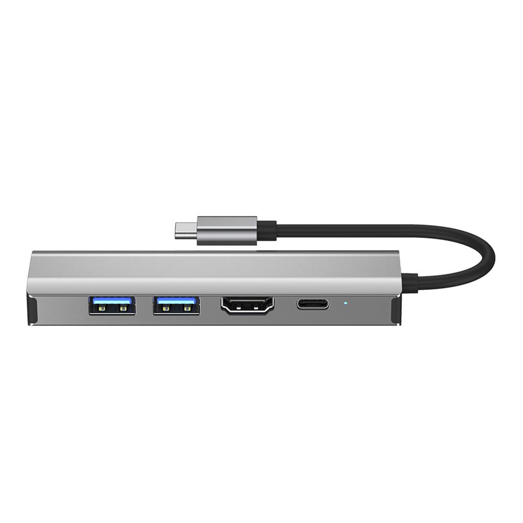 5 In 1 TYPE-C To USB3.0*1+USB2.0*1+PD100W/USB-C Data+HDMI+100M Network Card PC