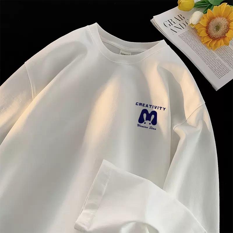 Long Sleeve T-shirt Men's Fashion Brand Autumn Ins Loose Cotton Base Shirt Trendy High Street Heavy Top Clothes