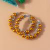 Fashion Christmas Wreath Circle Hoop Earrings for Women Girls Colorful Beads Earrings New Year Party Festival Jewelry Gifts