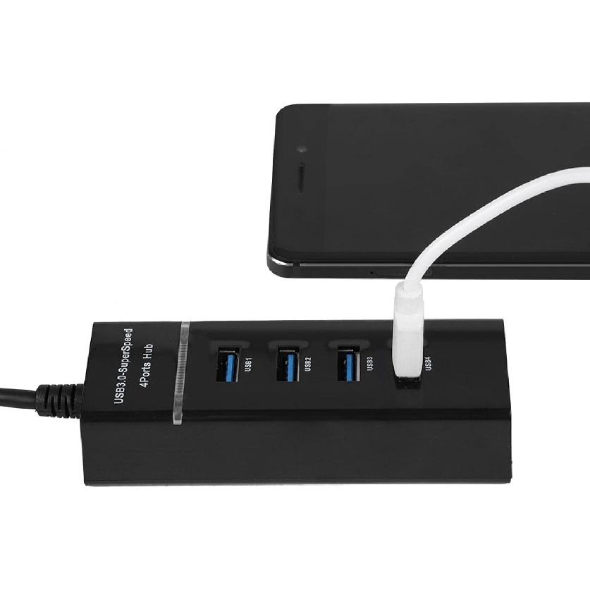 4 Port USB HUB, Charging Hub Adapter USB 3.0 with 3 Foot Extension Cable USB C Charging Port Converter Adapter Charging Dock Station Ultra Thin for