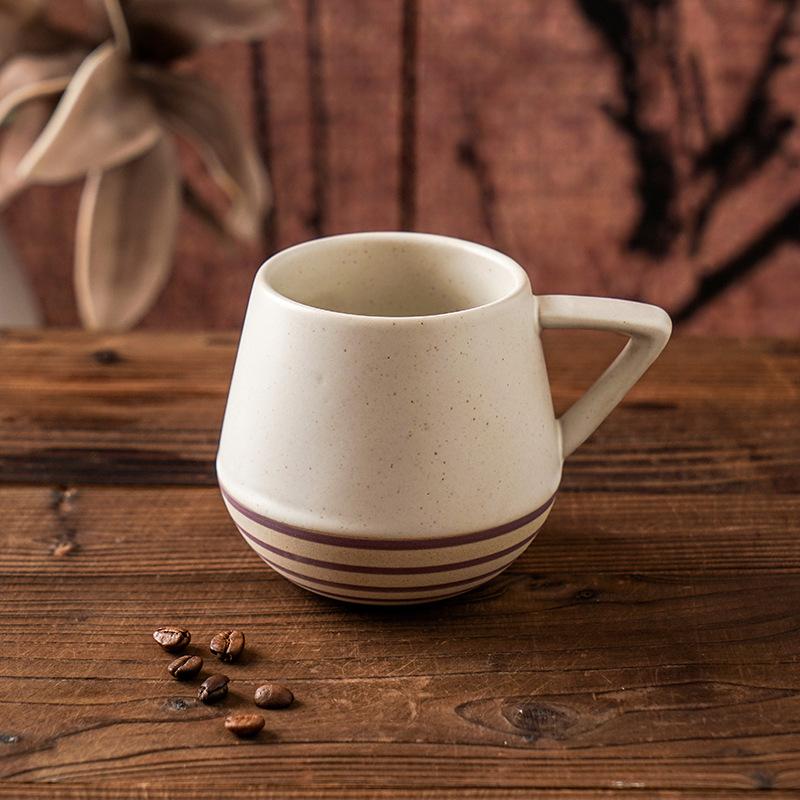 Japanese-style household drinking cup, coffee mug, retro office creative covered couple gift ceramic cup