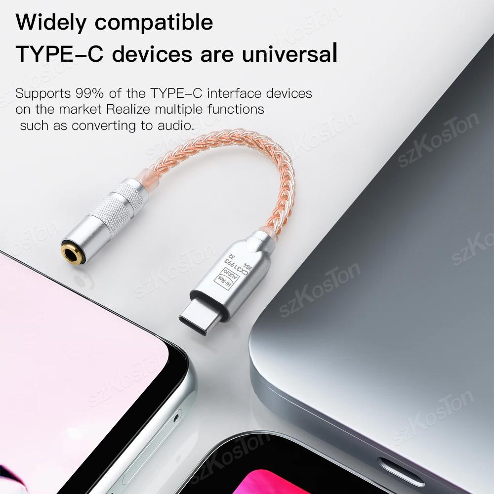 CX31993 DAC HiFi Headphone Amplifier Type C to 3.5mm Adapter 32b/384kHz Audio Decoder IEM AMP for iPhone15 Samsung ConverterGood product