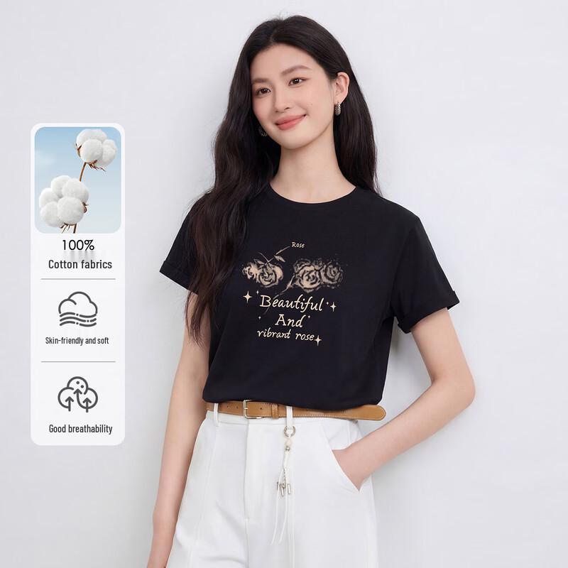 FivePlus Women's Basic Breathable Cotton Short Sleeve T-shirt