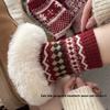 Noworoczne Czerwone Skarpety, Skarpety Fair Isle, Jesienno-Zimowe Zagęszczone Wełniane Skarpety do Połowy Łydki, Retro w Kształcie Diamentów