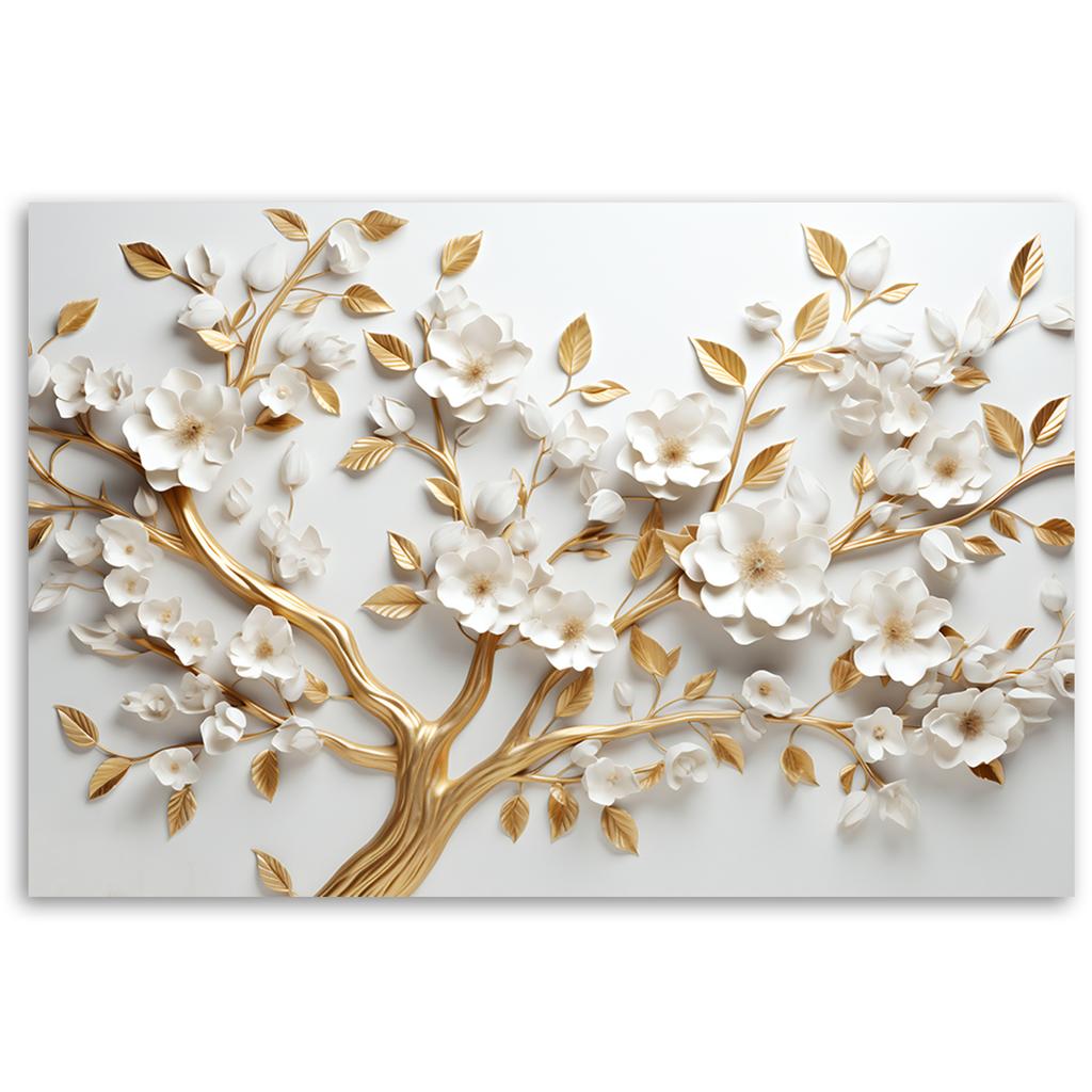 Canvas Print, AI Golden Cherry Blossom Tree 3D