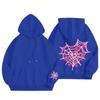 New Pink Blue Spider Web Printed Hoodie Hoodie Men's Women's Versatile Long Sleeve Comfortable Casual Warm Hoodies
