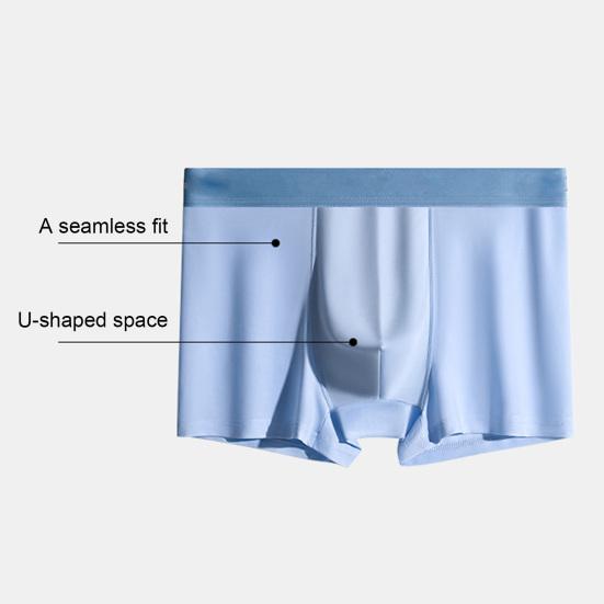 Men Boxer Underwear High Waist Ice Silk Seamless Thin Shorts Briefs Letter Print Quick Drying U-Convex Panties