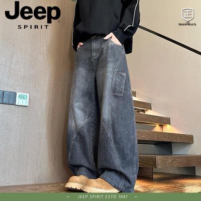 JEEP SPIRIT Men's Loose Fit Washed Cargo Jeans