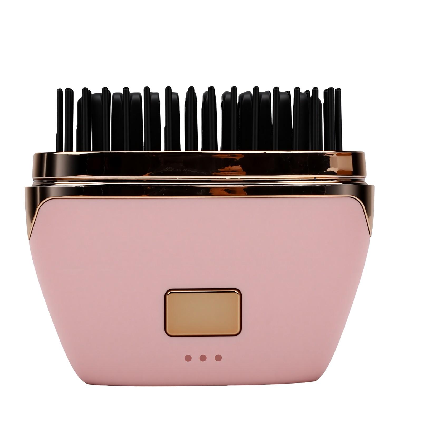 Mini Hair Straightener Comb 3 Temperature LED Display Rechargeable Portable Cordless Hair Straightening Comb Pink