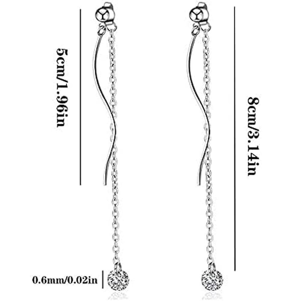 Women S-shaped Earrings Fashion Trend Wave Tassel Back Hanging Long Earrings Jewelry Accessories For Gifts