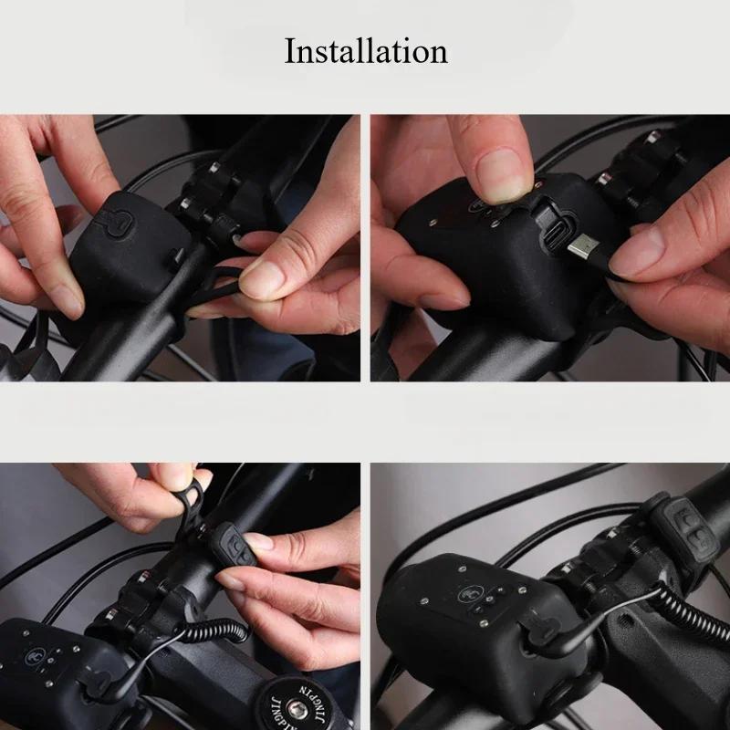 Bicycle Front Light USB Rechargeable Built-in Horn IPX5 Waterproof Multi-function Flashlight for Night Cycling Road MTB Nice