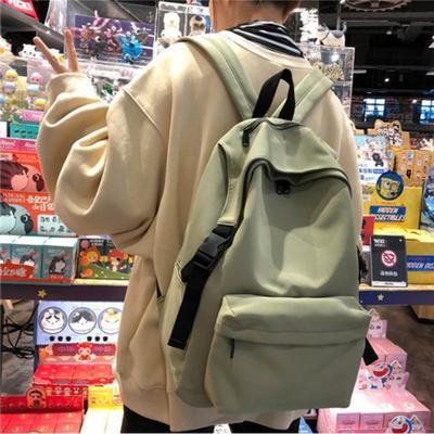 School Bag Backpack High-value Lightweight Girls' Backpack Solid Color Middle and High School Student Schoolbag Large Capacity Casual Backpack