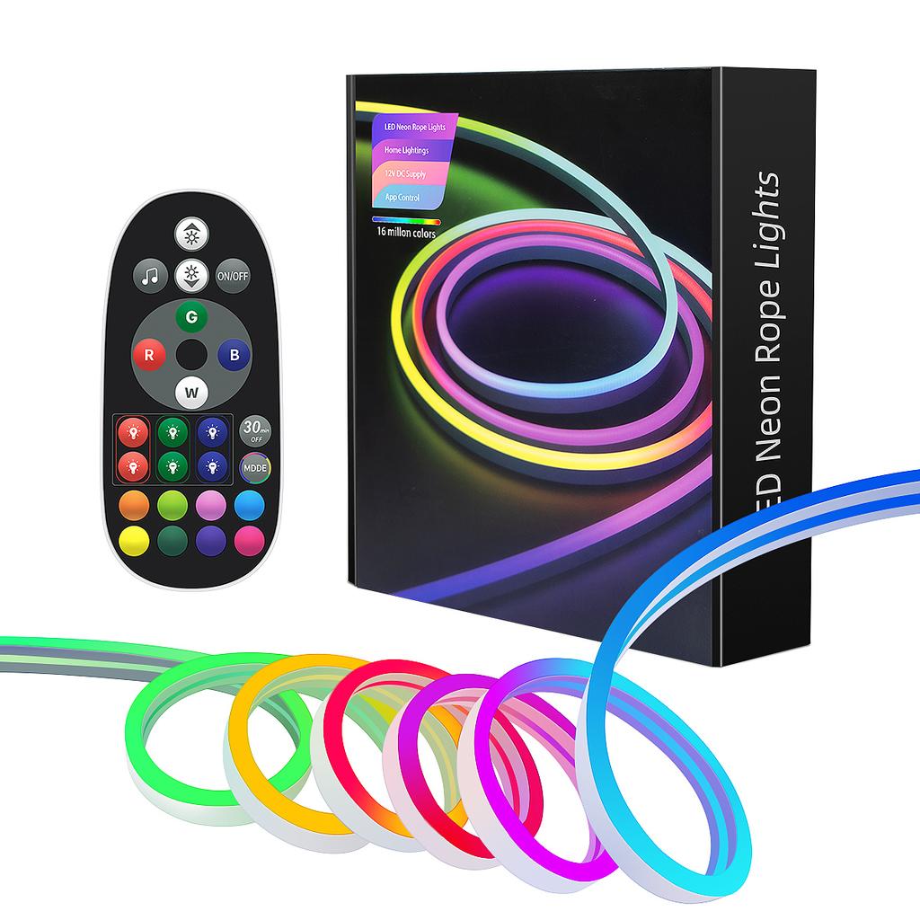 10 m USB-RGB-LED-Neonlichtstreifen, 5 V, 72 LEDs/m, Silikon-Bluetooth-Seil mit Fernbedienung, APP-Musiksynchronisation, wasserdichtes TV-Hintergrundbeleuchtungsdekor