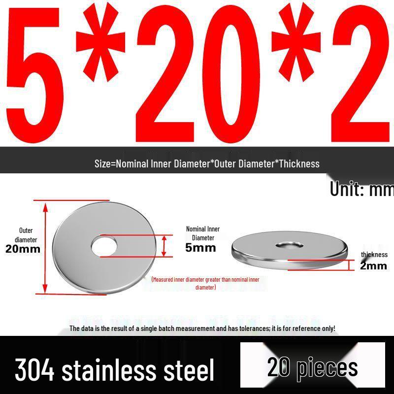 Thickened 304 Stainless Steel Flat Washer Spacer (M2-M36)