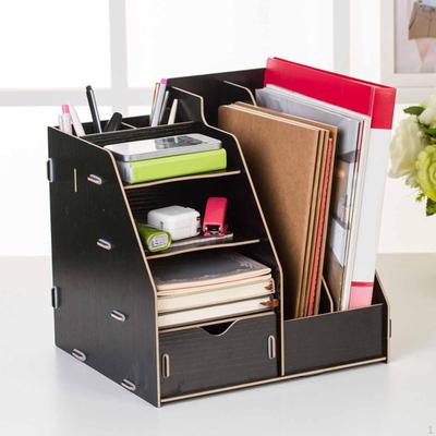 Desk File Organizer Document Rack Office Supplies Wood Storage for Bedroom