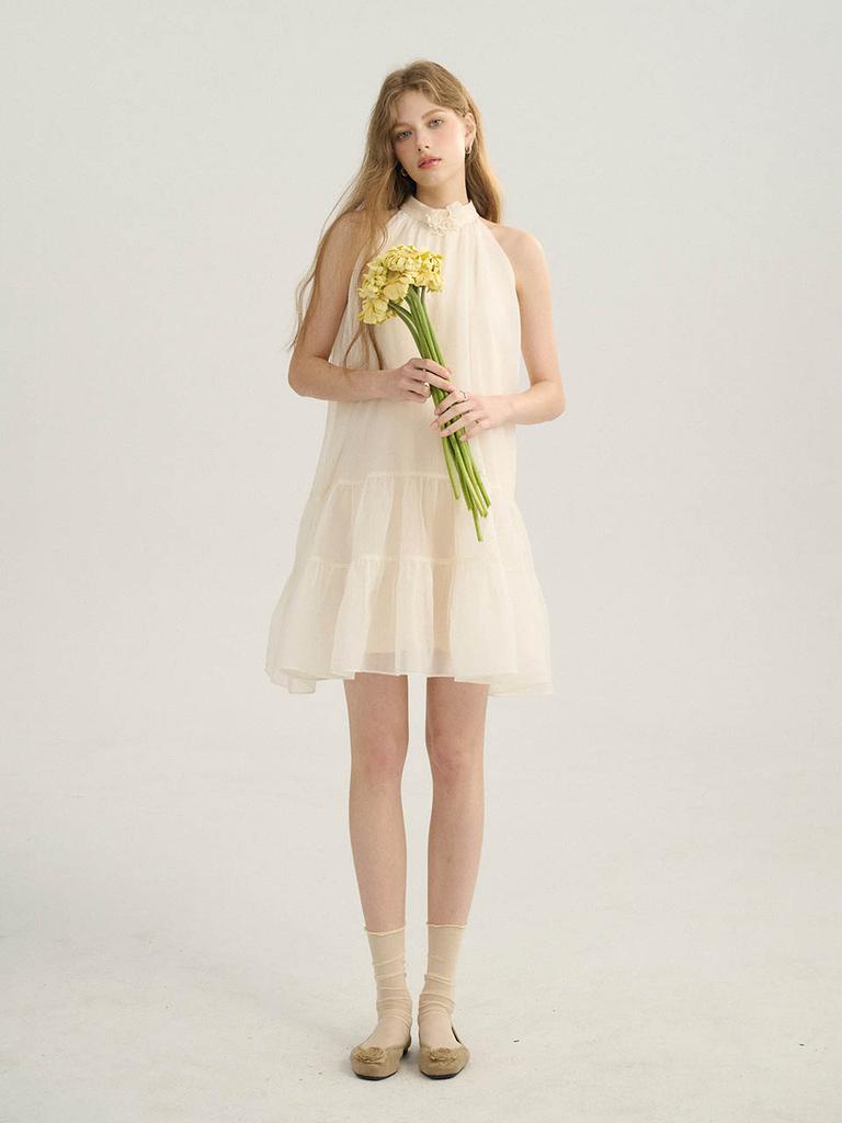 Sinseuden Milk Halterneck Mini Dress