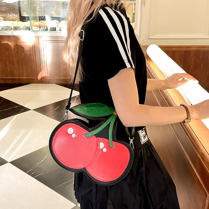 Kawaii Fashion Cherry Shape Clutch Bag Ladies Small Capacity Waterproof Red Fruit Crossbody Bags For Women Creative PU Shoulder Pouch Purse